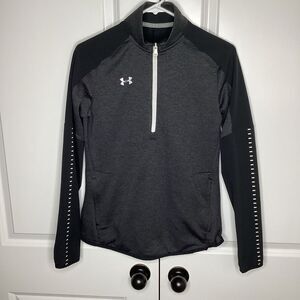 Ladies Under Armour 1/4 zip Hybrid Pullover‎ Gray/Black/white small